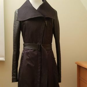 RUDSAK Mixed Media Trenchcoat with Leather Sleeves